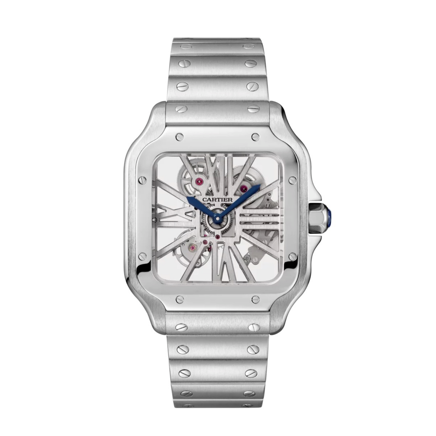 Resim SANTOS DE CARTIER SKELETON - STEEL HAND-WOUND LARGE