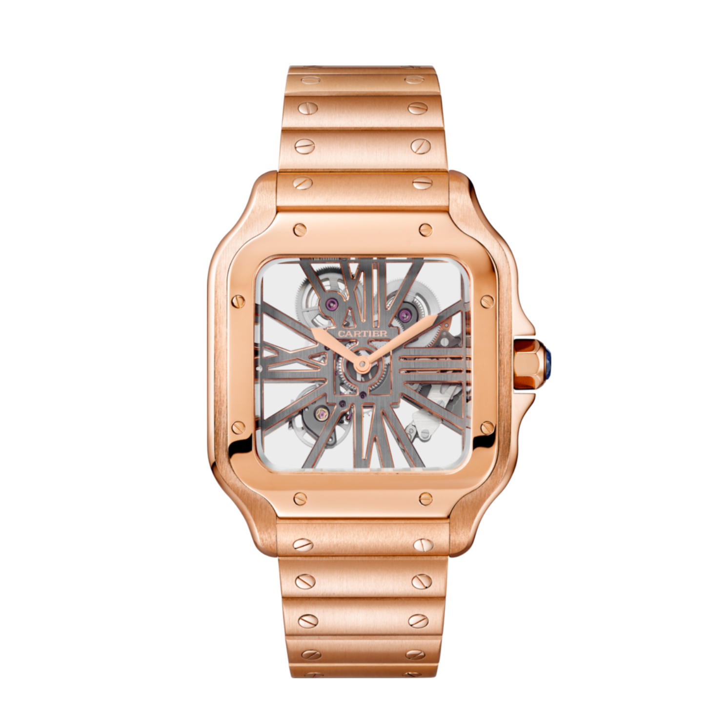 Picture of SANTOS DE CARTIER SKELETON - ROSE GOLD HAND WOUND LARGE