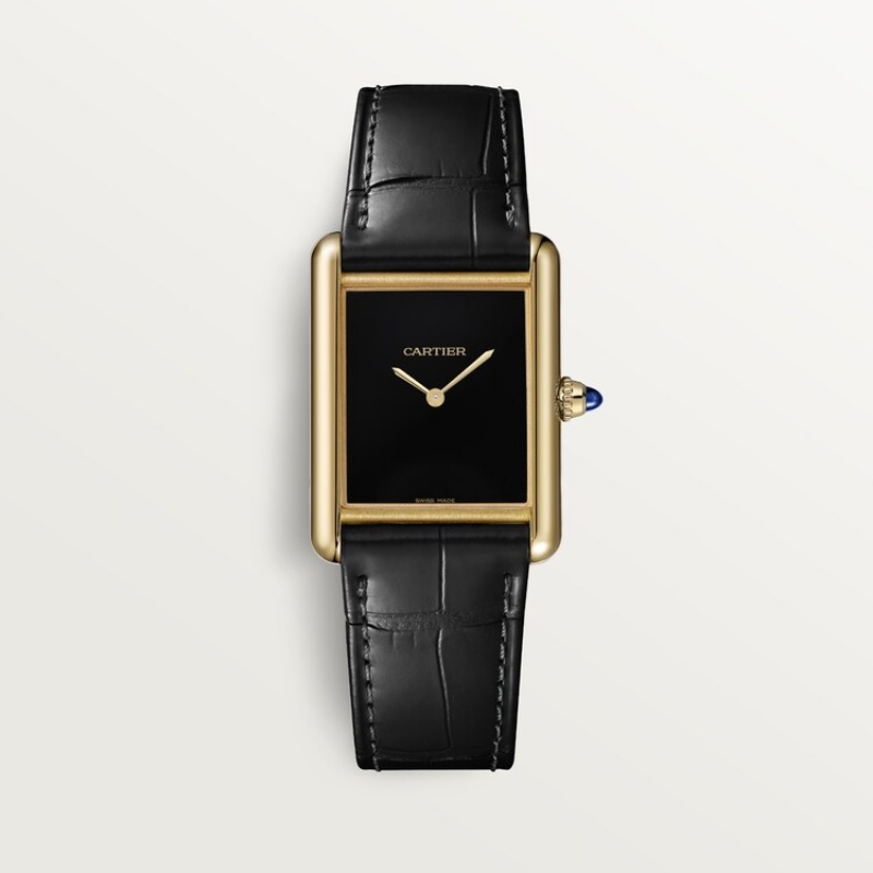 Resim TANK LOUIS CARTIER - YELLOW GOLD CASE  BALCK DIAL