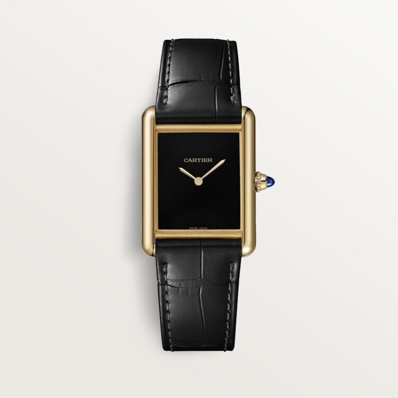 Resim TANK LOUIS CARTIER - YELLOW GOLD CASE  BLACK DIAL