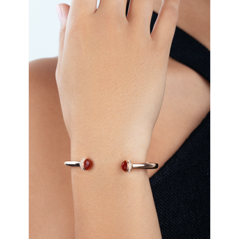 Picture of PIAGET Rose Gold Carnelian Diamond Open Bangle Bracelet