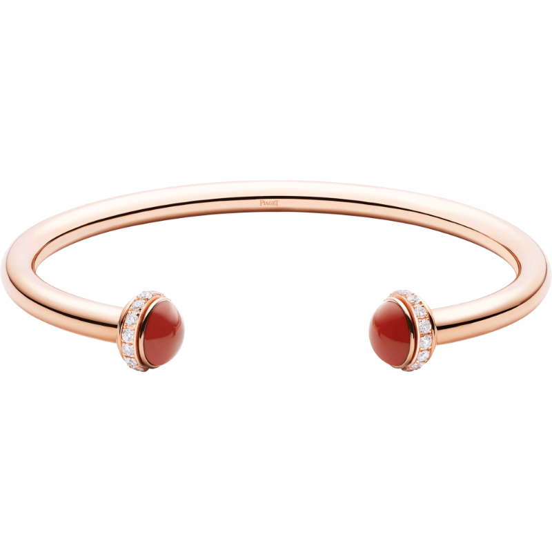 Resim PIAGET Rose Gold Carnelian Diamond Open Bangle BraceleT