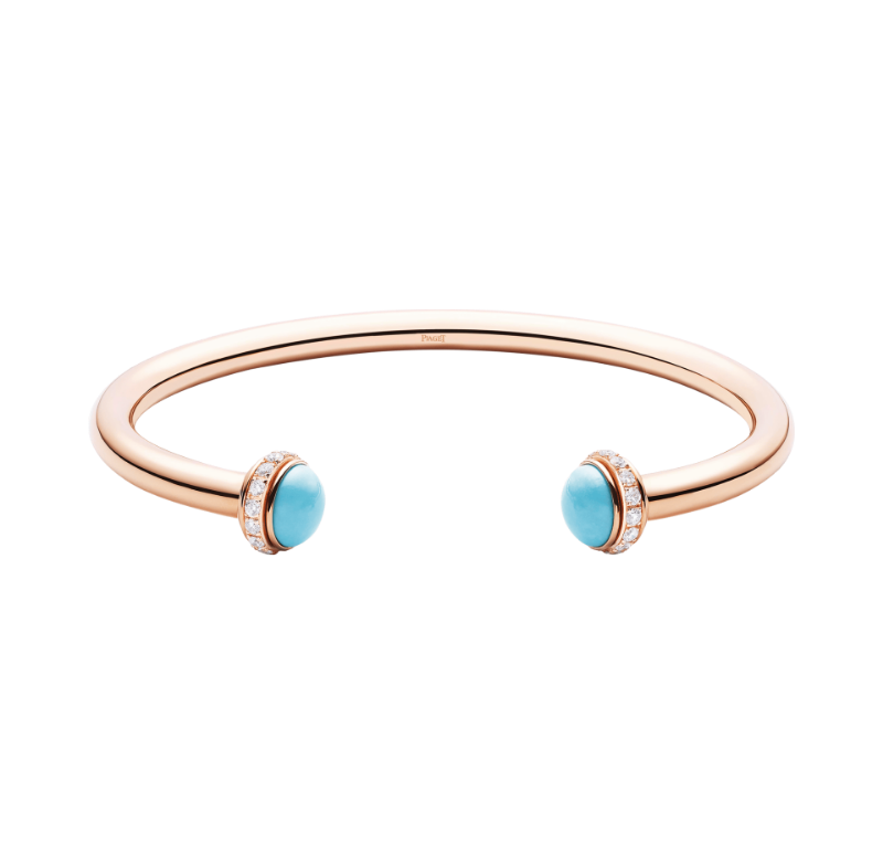 Resim PIAGET Rose Gold Turquoise Diamond Open Bangle Bracelet