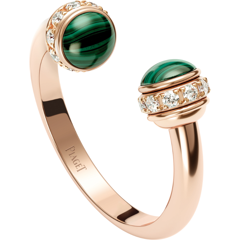 Resim Piaget Rose Gold Malachite Diamond Open Ring