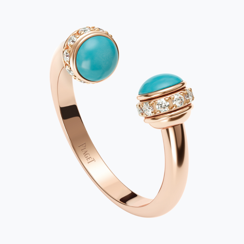 Resim Piaget Rose Gold Turquoise Diamond Open Ring