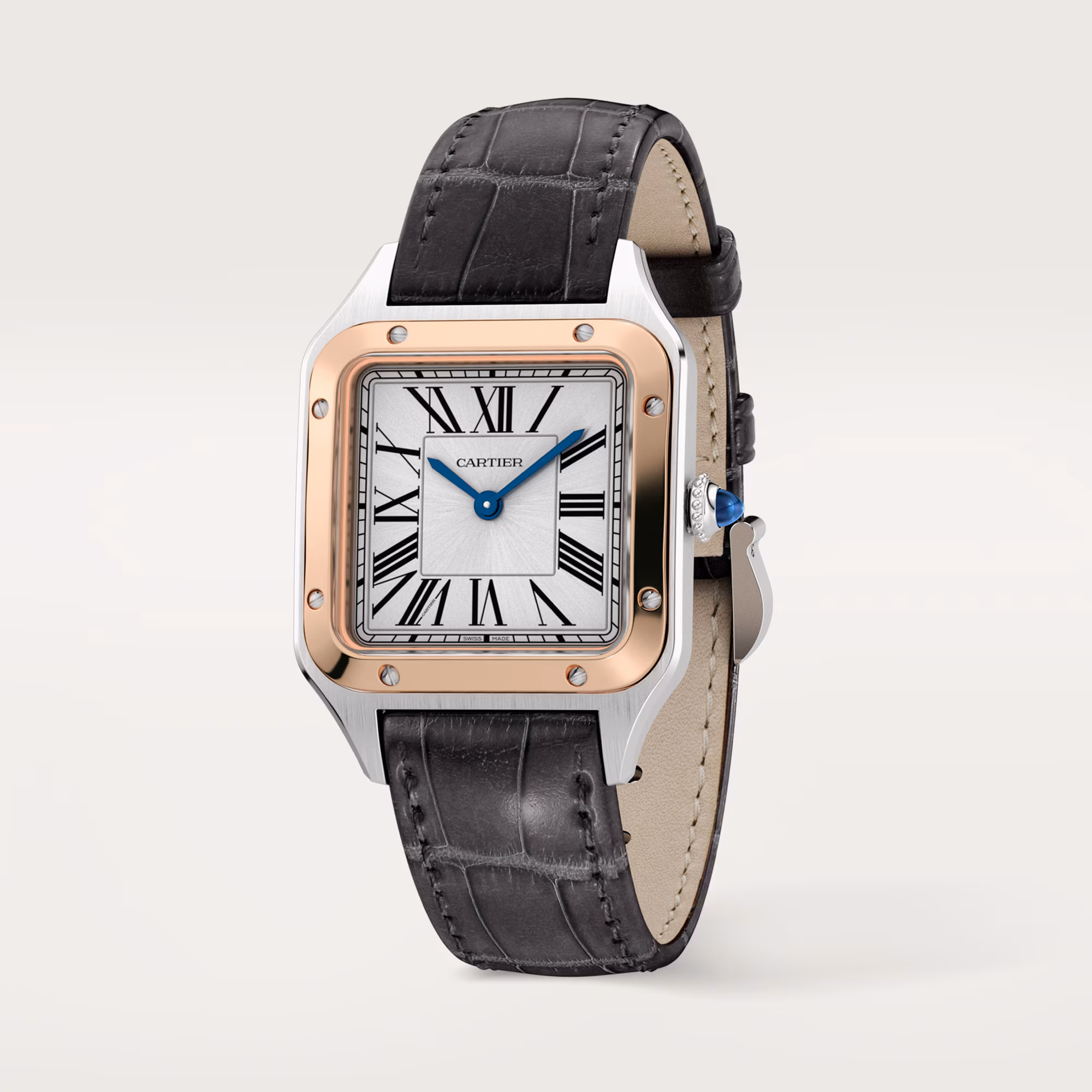 Picture of SANTOS-DUMONT - STEEL & ROSE GOLD QUARTZ SMALL