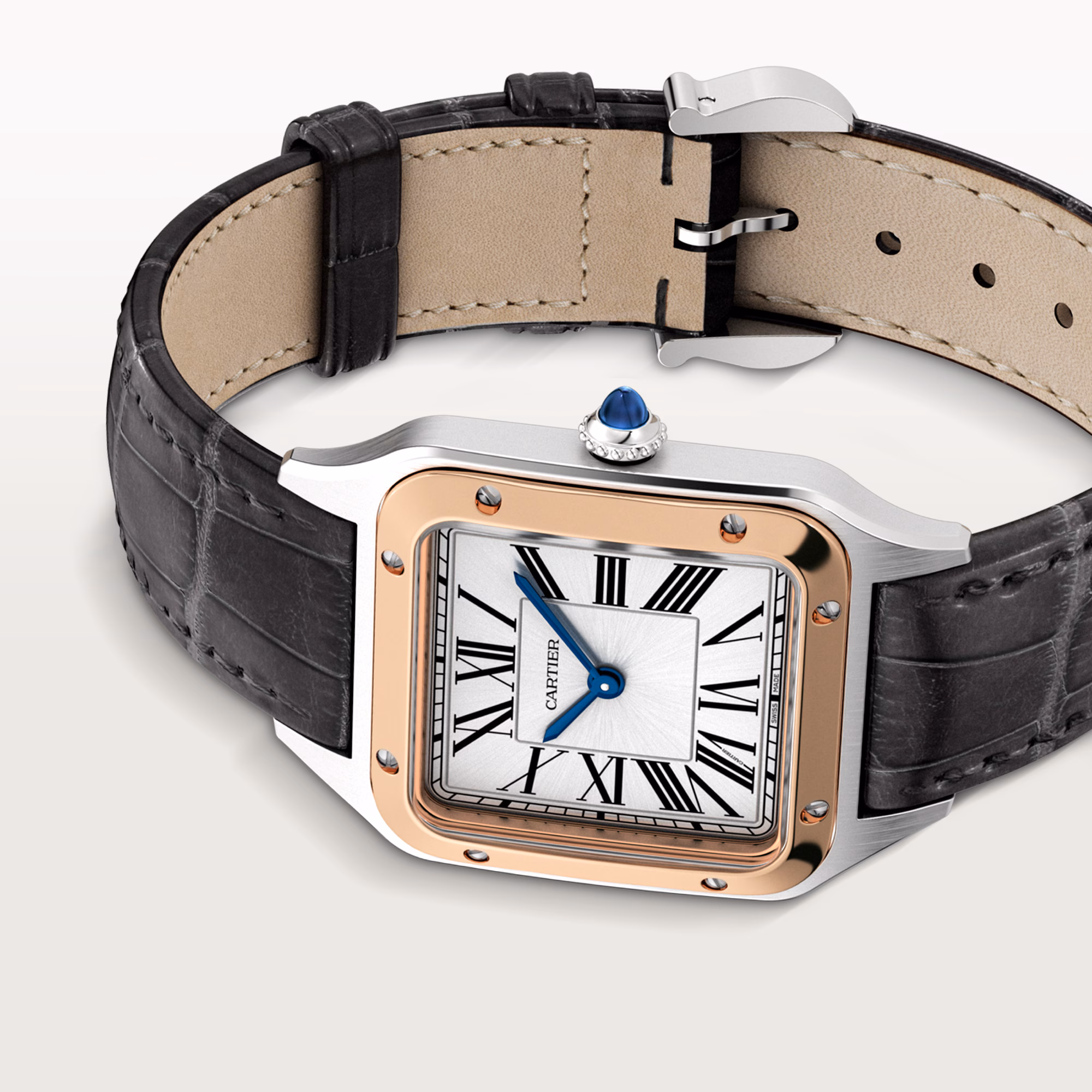 Picture of SANTOS-DUMONT - STEEL & ROSE GOLD QUARTZ SMALL